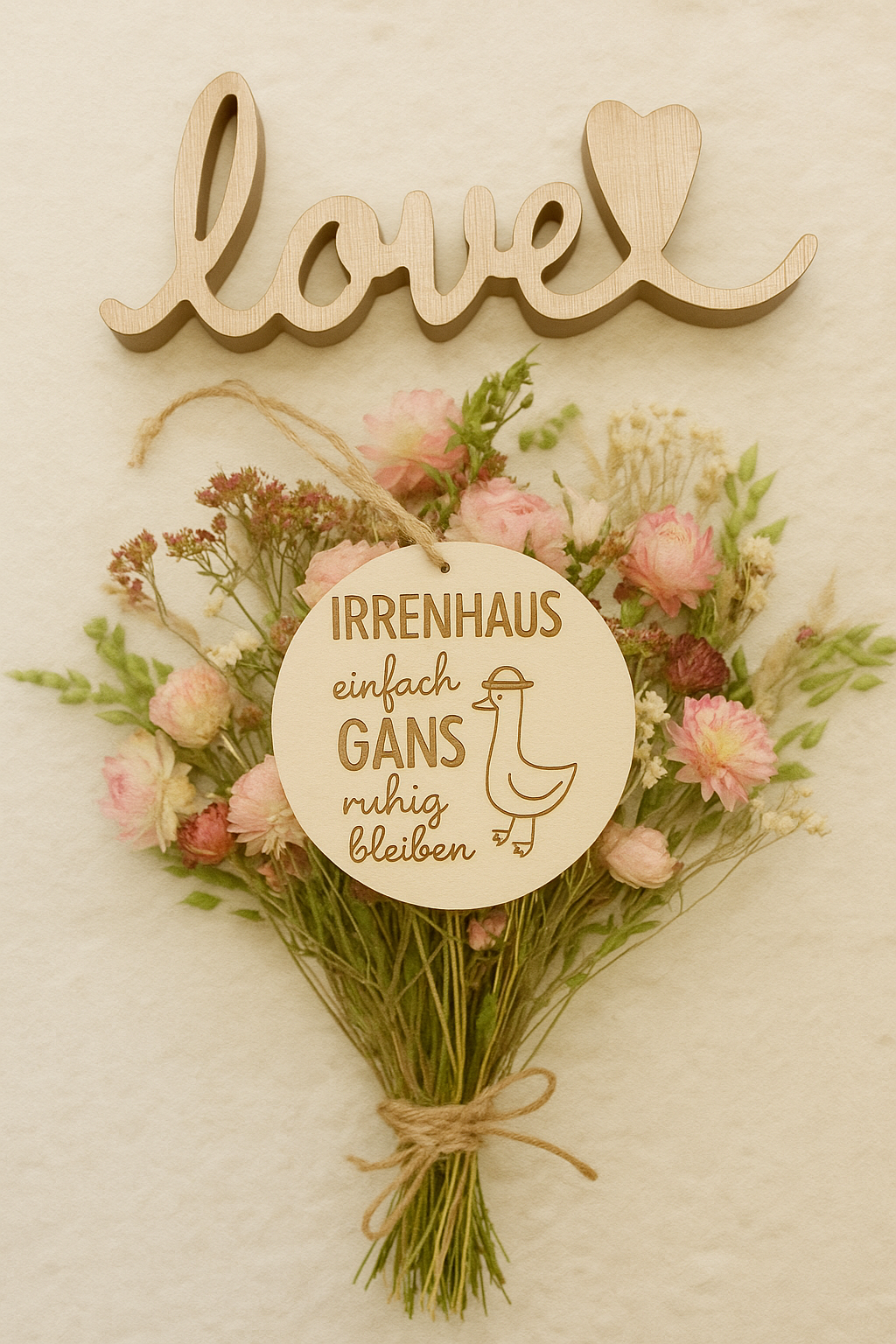 Holzscheibe rund " Irrenhaus"