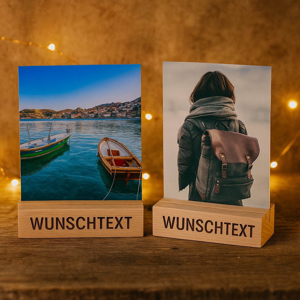 Fotohalter/Kartenhalter "Wunschtext"