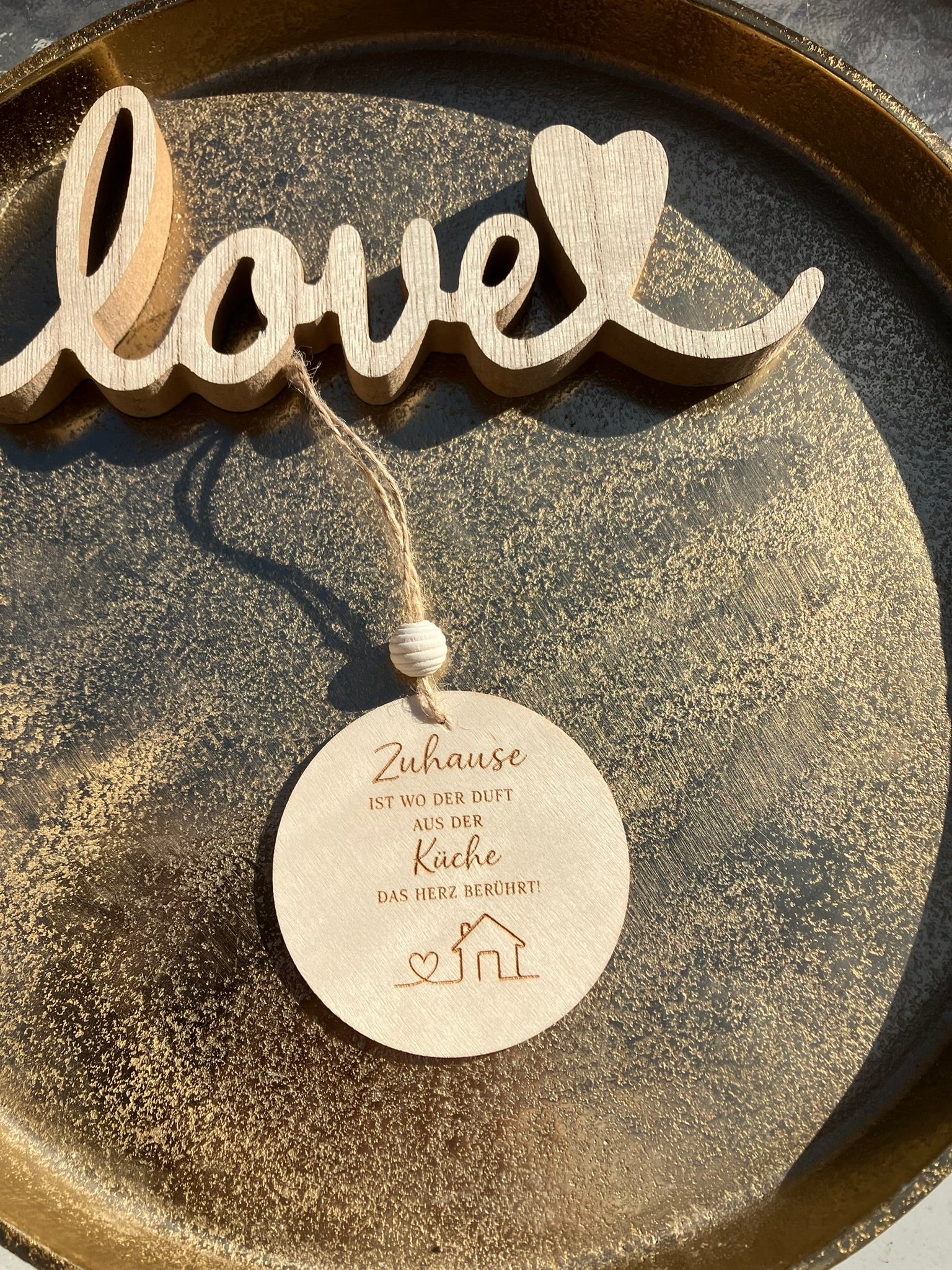 Holzscheibe rund "Zuhause"